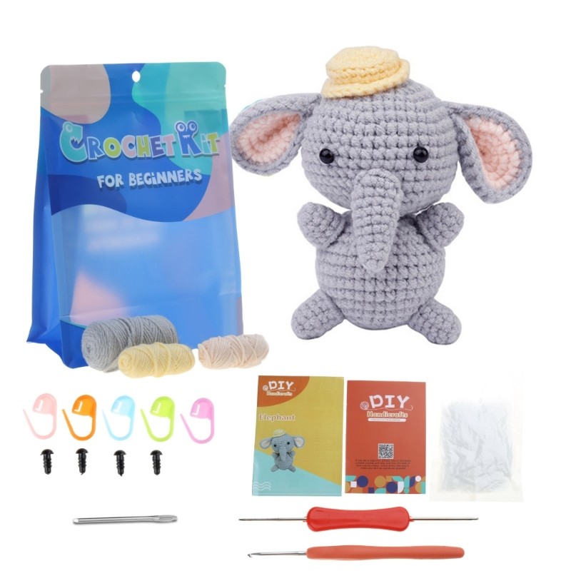 DIY Crochet Craft Set Animal Crochet Kits Including Crochet Hook, Yarns, Needle