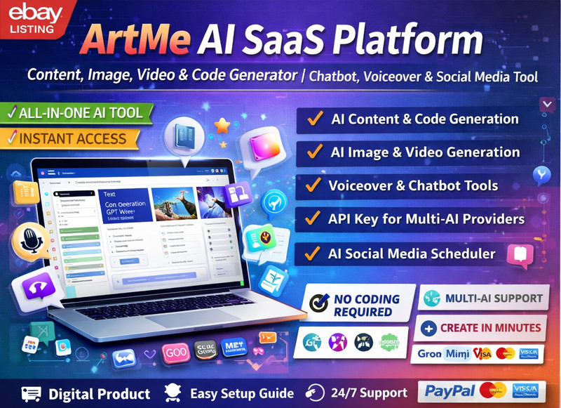 ArtMe - AI SaaS Platform | AI Content, Image, Video, Chatbot, Voiceover & Code