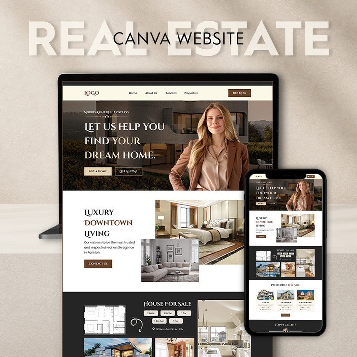 Real Estate Canva Website Template | Business Theme | Professional Design