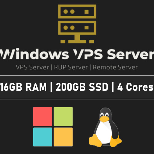 Europe VPS Server / RDP Server / VPS Hosting 16GB RAM 200GB SSD 12 Month