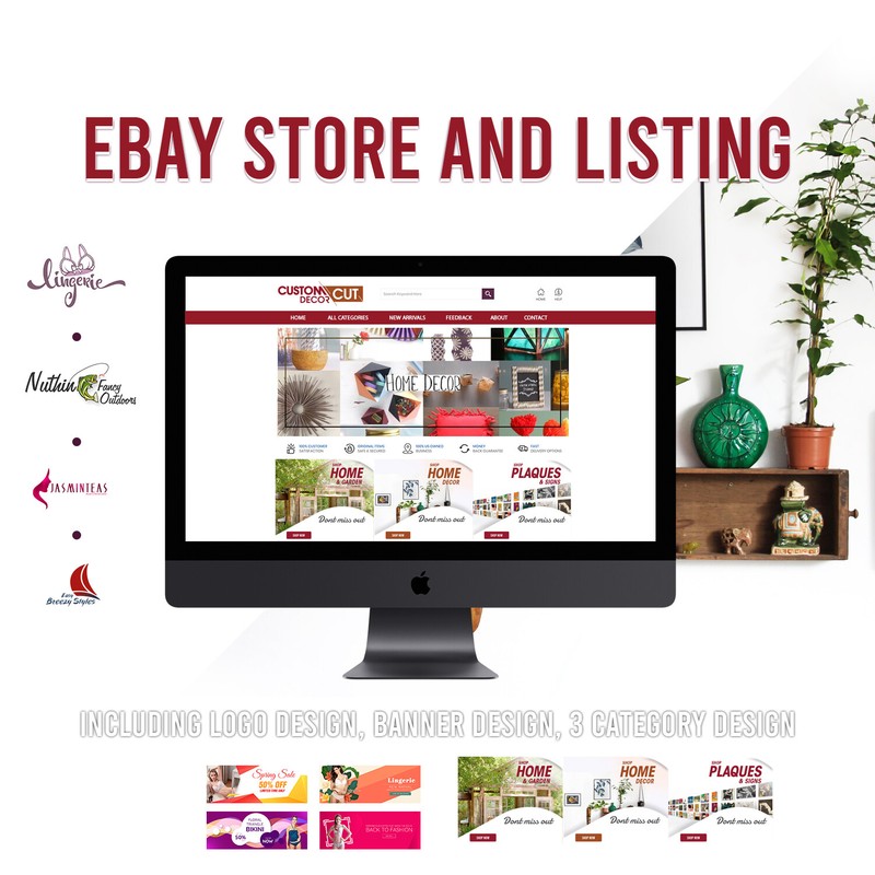 eBay store Listing Template design, Emerald theme Purple FREE LOGO,BANNER DESIGN gallery