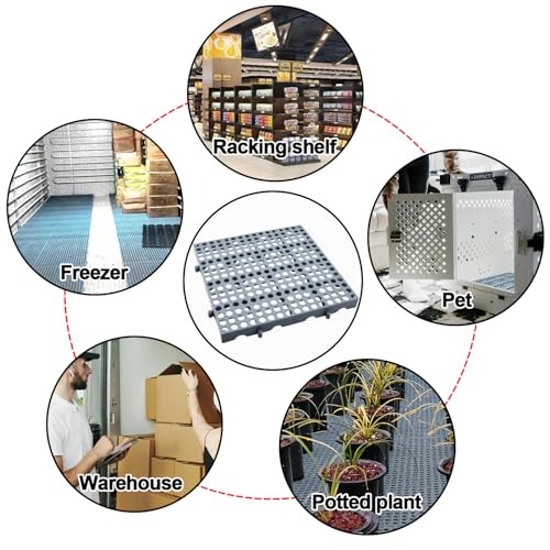 3-Pack Heavy Duty Plastic Pallets 11.8"x11.8" Stackable Grid Floor Storage Grey gallery