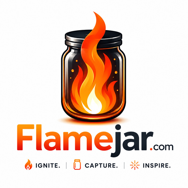 Flamejar .com Business DOMAIN NAME FOR SALE. Tech, Startup, Creative. App.