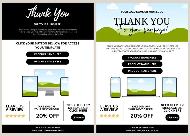 18 Editable Thank You Page Templates for Canva | Shop Thank You Bundle | Mockup gallery