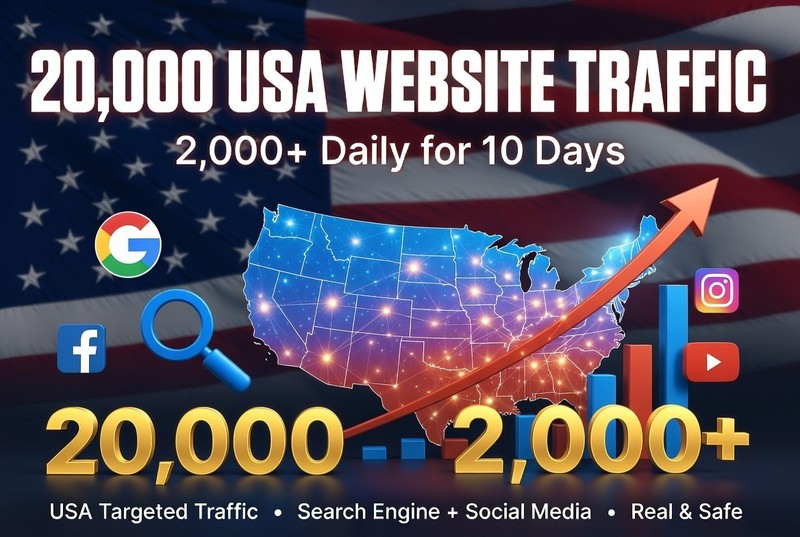 20,000 USA Website Traffic - 2,000 Daily Visitors for 10 Days - Real Traffic