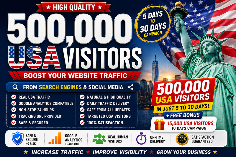 500,000 USA Website Visitors | USA Web Traffic | Real Visitors | 5-30 Days