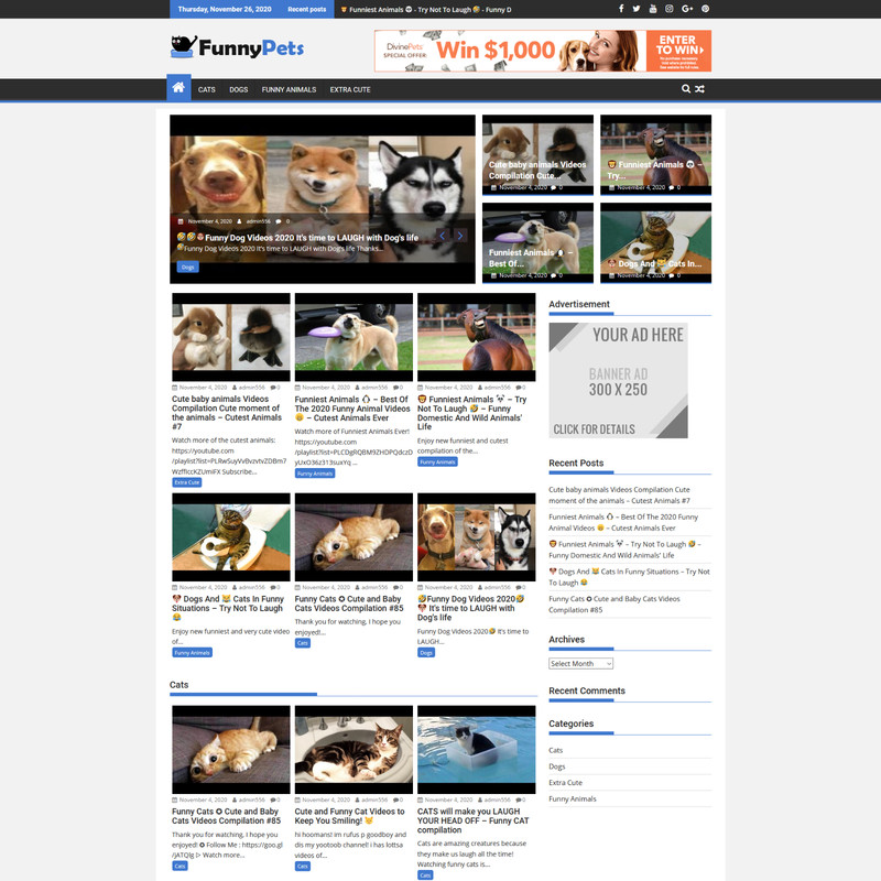 Fully Automated Funny Pets Video Website