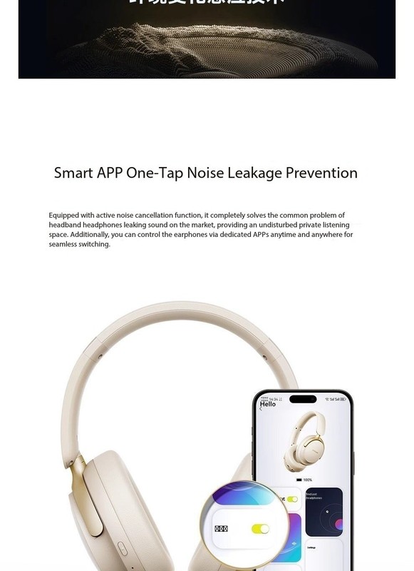 Pinsen NC60 Over-Ear Bluetooth Headphones with Active Noise Cancellation gallery