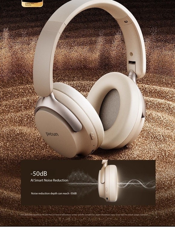 Pinsen NC60 Over-Ear Bluetooth Headphones with Active Noise Cancellation gallery