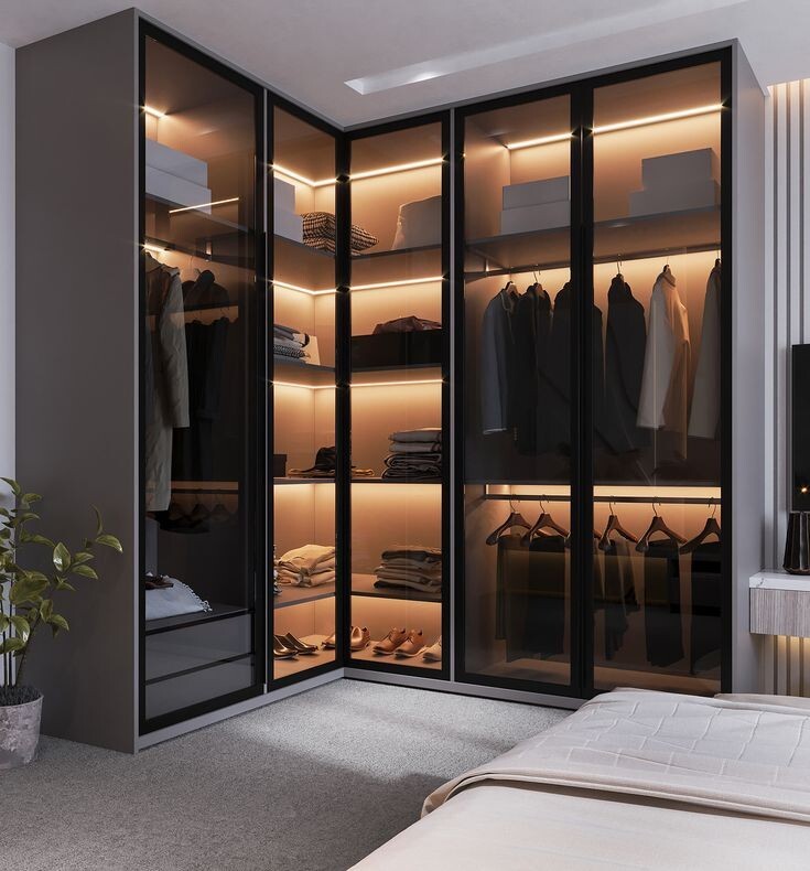 modern and traditional, wardrobe ideas, walk in closets, blending interior color