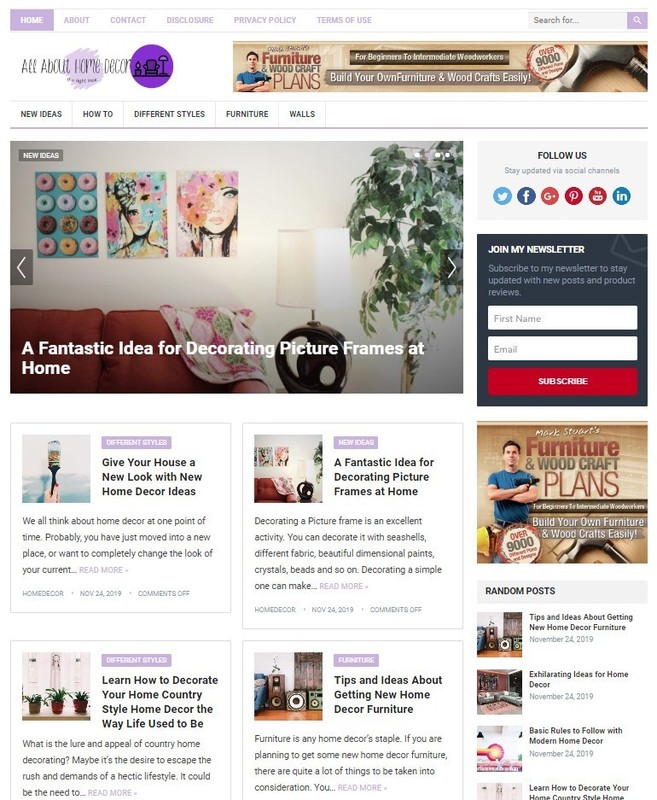 DFY HOME DECOR WORDPRESS THEME+FREE SETUP PRE-DESIGNED BANNERS AND ADS