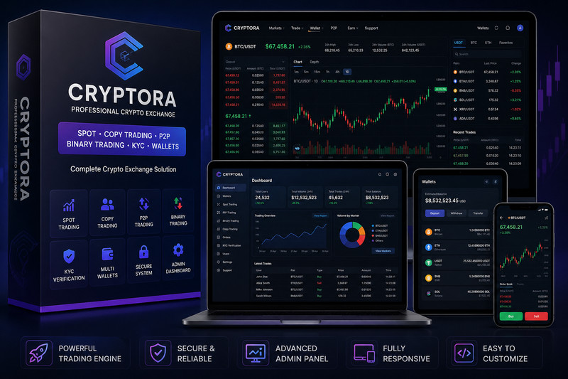 Cryptora – Crypto Trading & Exchange Platform | Spot, Copy, P2P, Binary, Wallets