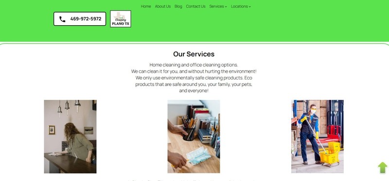 Cleaning business website with full content and social media accounts gallery