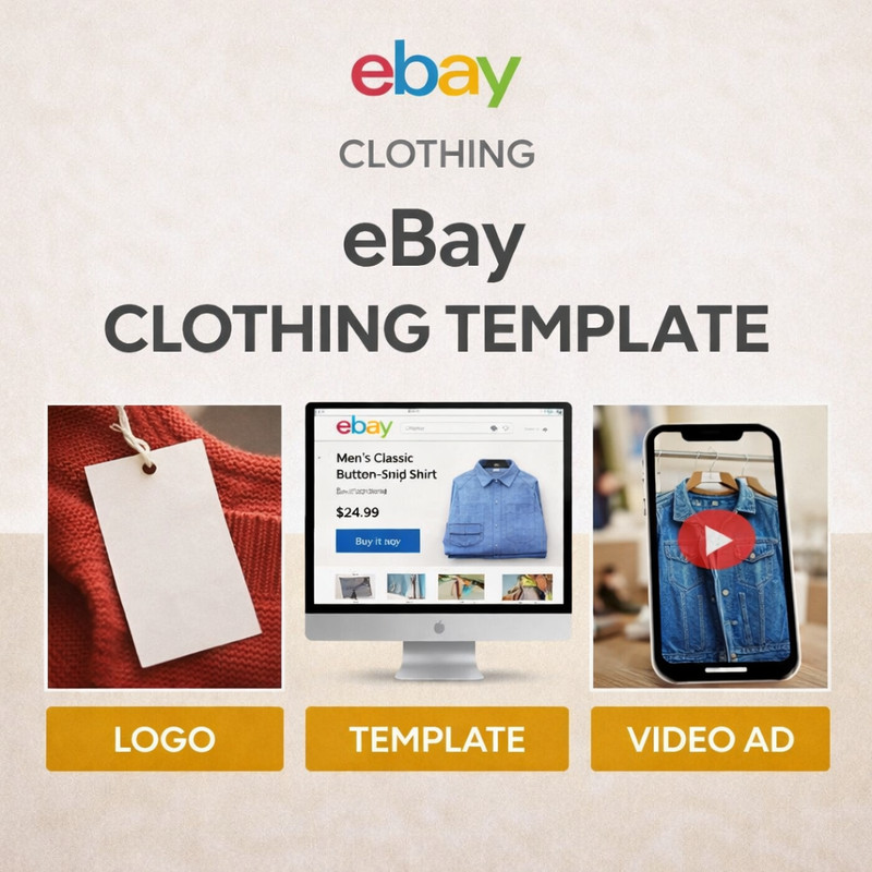ebay listing template logo design and 60 sec video Clothing Template