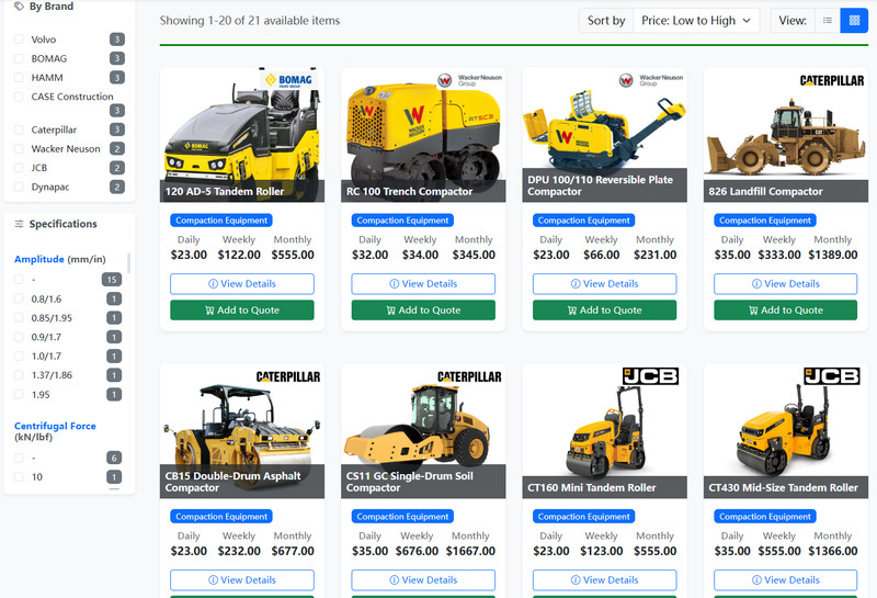 Construction Equipments rental Website