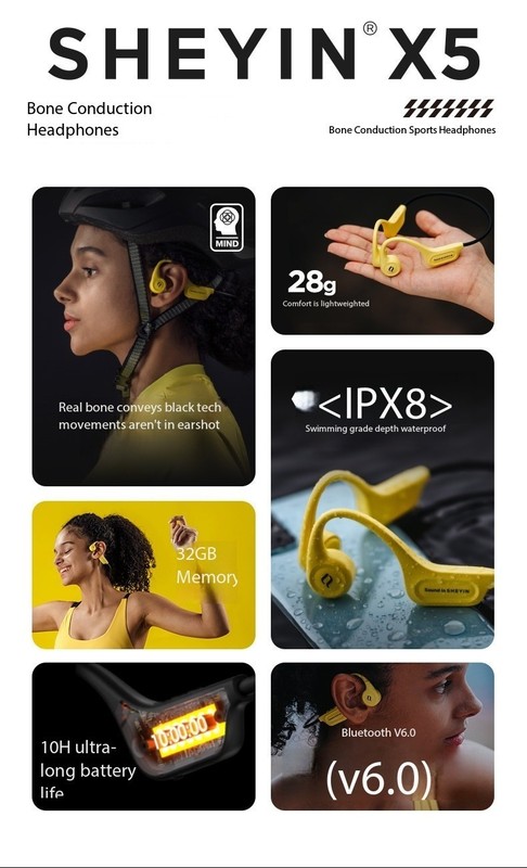 SHEYIN X15 headphones, sports cycling, 8-level waterproof gallery