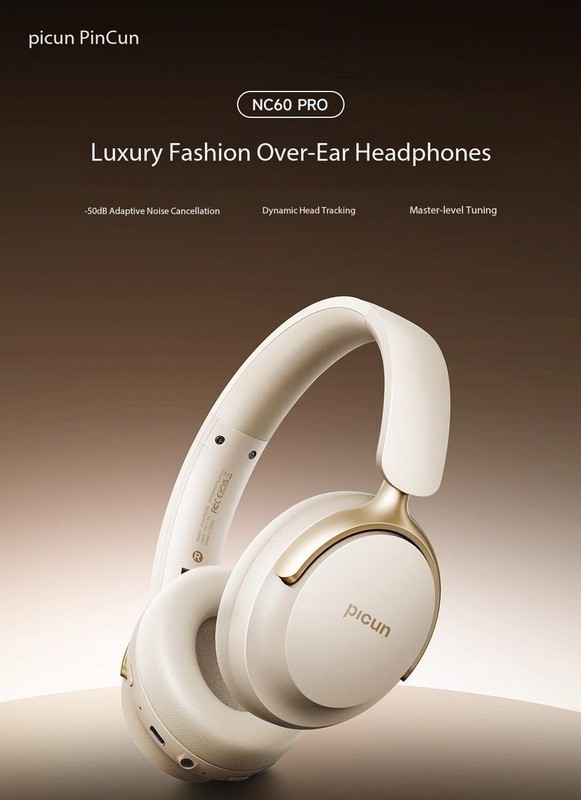 Pinsen NC60 Over-Ear Bluetooth Headphones with Active Noise Cancellation gallery
