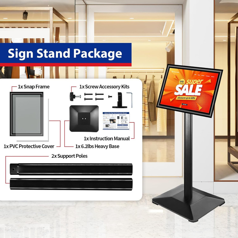 Business & Store Sign Holders 8.5X11Inch 3Pack Adjustable Floor Standing Sign Ho gallery