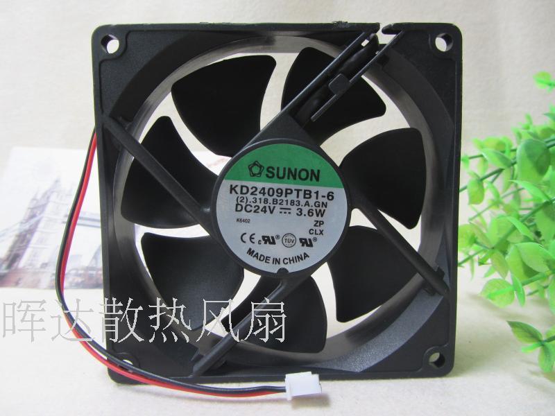 SUNON KD2409PTB1-6 fan 90*90*25mm 9CM 24V 3.6W 2pin #M4040 QL