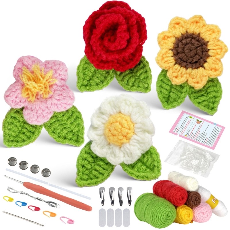 DIY Crochet Starter Kits Including Crochet Hook Yarn Balls Needle Instruction