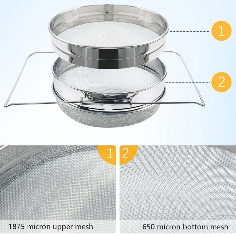 Grade Rustproof Double Mesh Honeys Strainer Beekeeping Tool Stainless Steel gallery