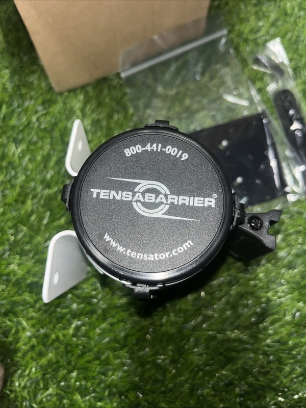 Tensabarrier Retractable Belt Barrier Fluorescent Green Belt, White Wall Mount. gallery