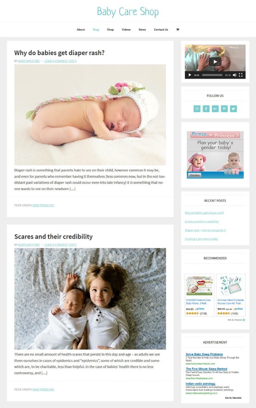 [NEW DESIGN] * BABY CARE STORE * blog website business for sale AUTO CONTENT gallery