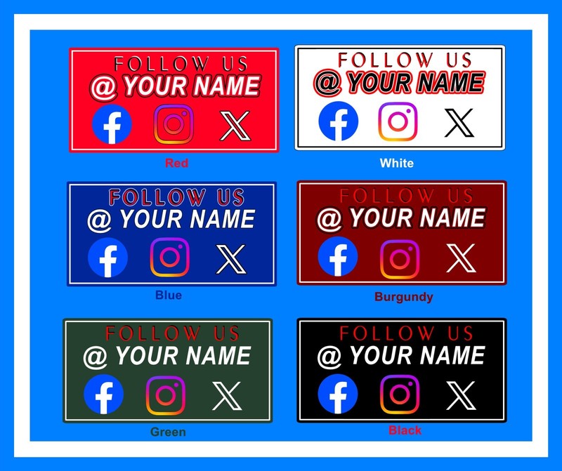 Car and Truck Door Magnets Signs Social Media @Your Company Many Colors 12″x24″