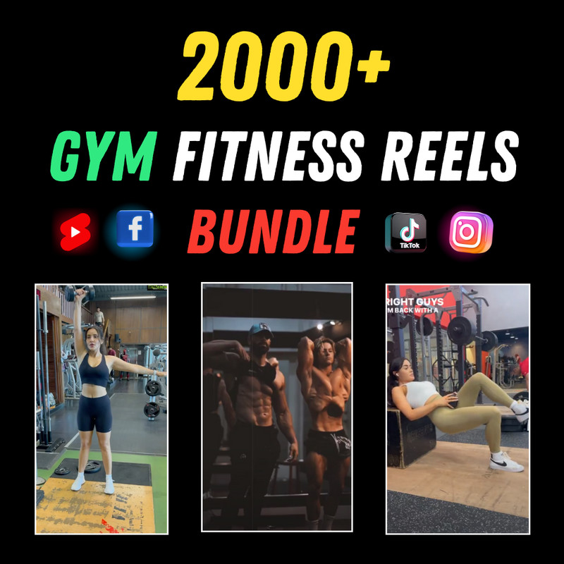 1000+ Gym Fitness Reels – Perfect for Instagram, Facebook, Ytshorts and TikTok