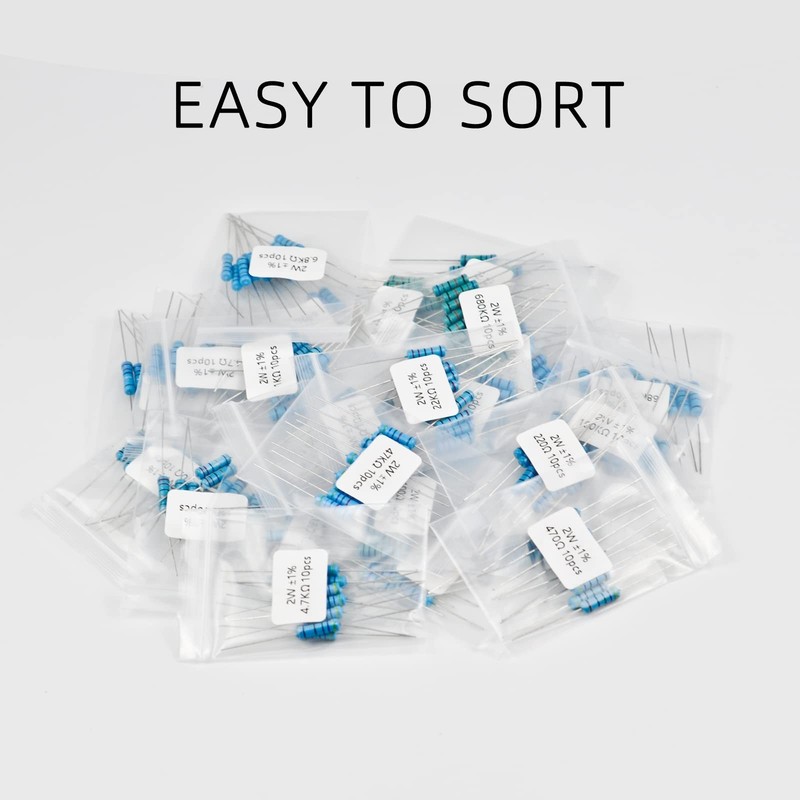 2W 250pcs 25 Value 0.68R-1MR Ω Ohm ±1% Tolerance 0.01 Metal Film Resis gallery