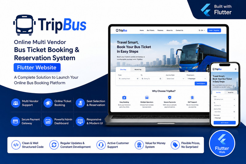 TripBus – Flutter Multi-Vendor Bus Ticket Booking App | Reservation System