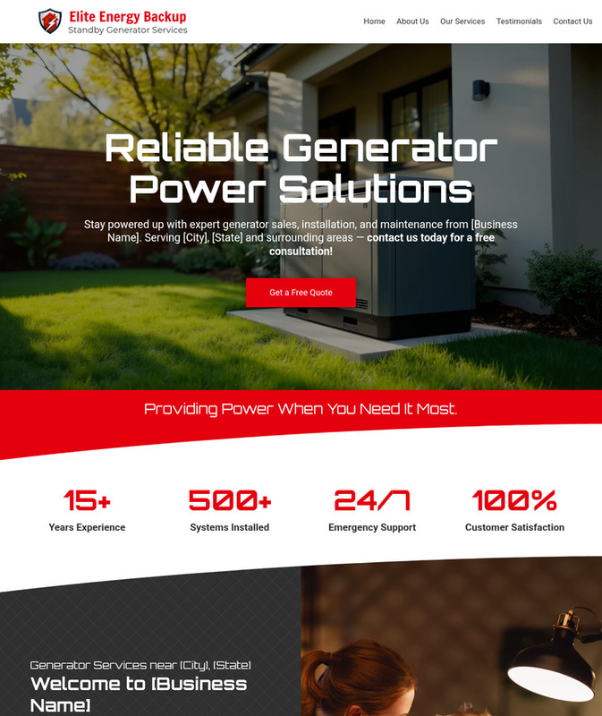 Generator Sales & Service Customized Business Website *SEE FULL DESCRIPTION*