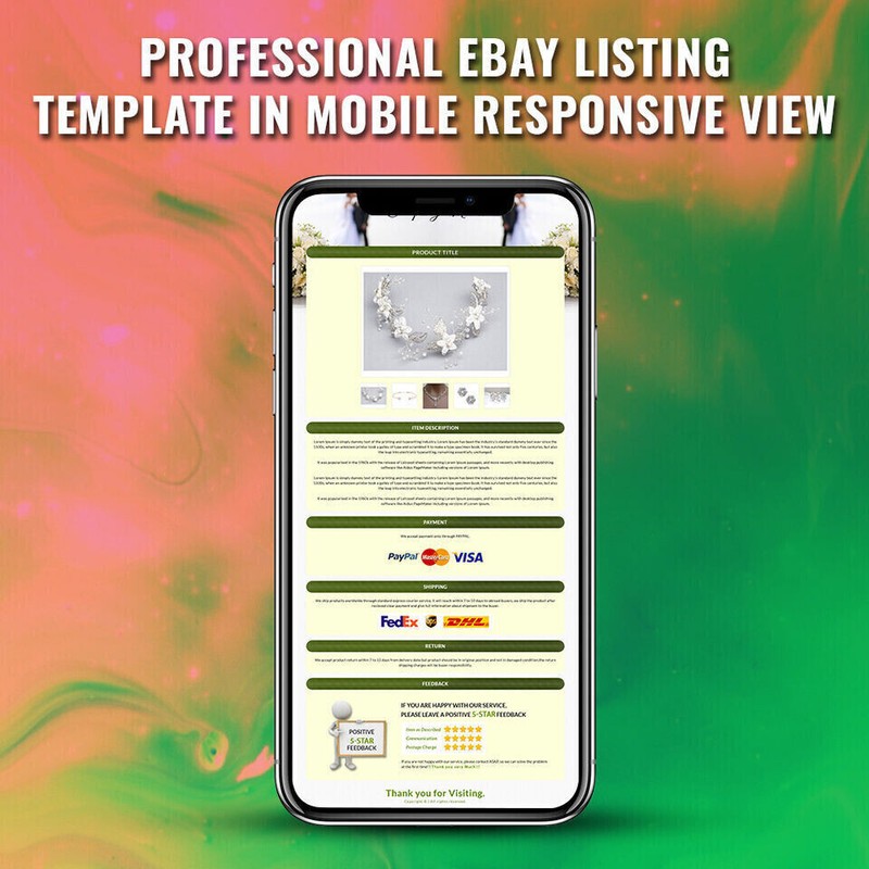 eBay Mobile Responsive HTML eBay Listing Template Auction Template Universal gallery