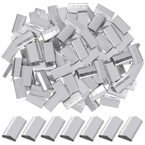 100 Pcs 3/4" Strapping Closed Seals Galvanized Steel Banding Clips for Packaging gallery