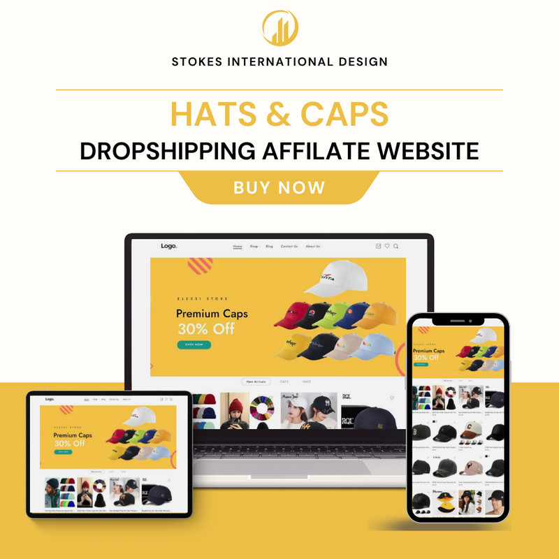 Hats Dropshipping Website E-commerce Affiliate, Free Hosting & Installation