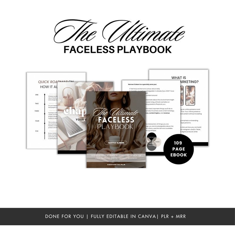 Faceless Digital Marketing Bundle with PLR & MRR | 8 Editable Canva Templates | gallery