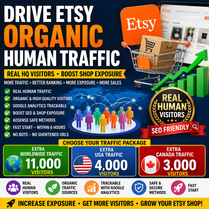 Drive ETSY Organic Human Traffic | Real HQ Visitors | USA Canada WW