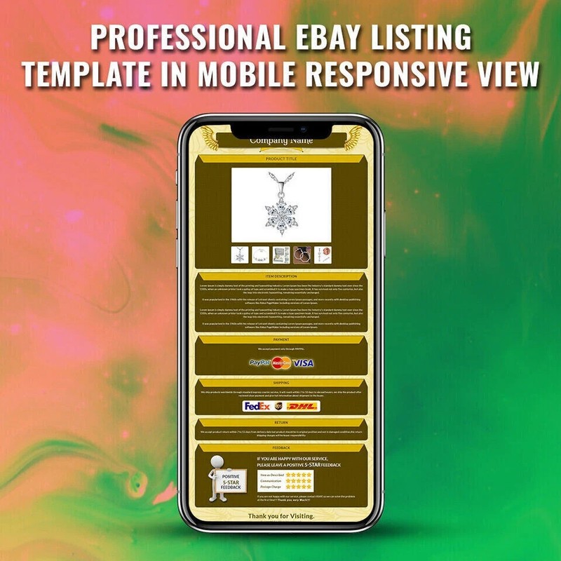 Professional eBay Mobile Responsive eBay Listing Template Auction Template gallery