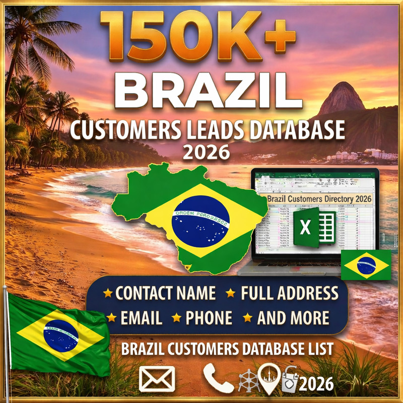 150K BRAZIL Customers Email database list | B2C Contacts leads | Excel file