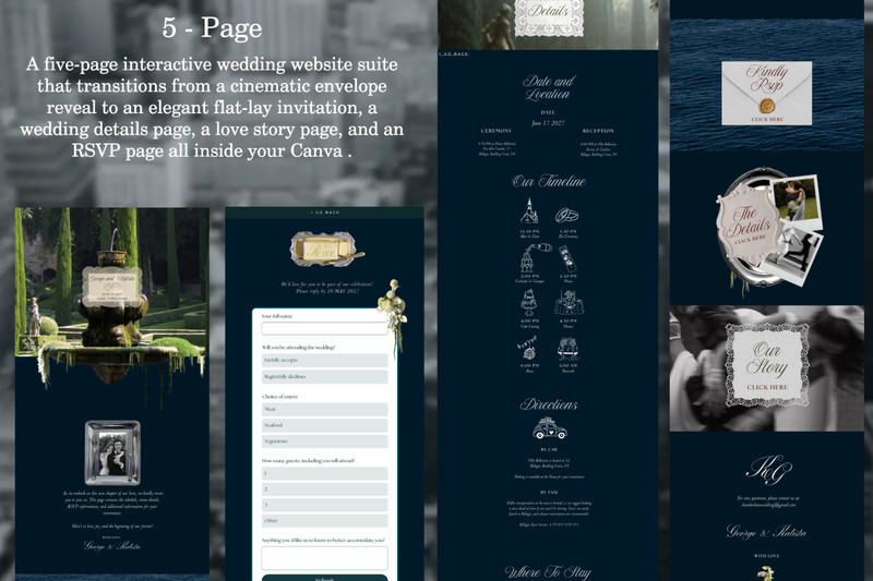 Wedding Website template | Rsvp invite | custom wedding site fully editable gallery