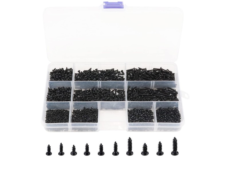 LBY 1000pcs M1.4 M1.7 M2 M2.3 Round Pan Head Self-Tapping Screws Assortment K…