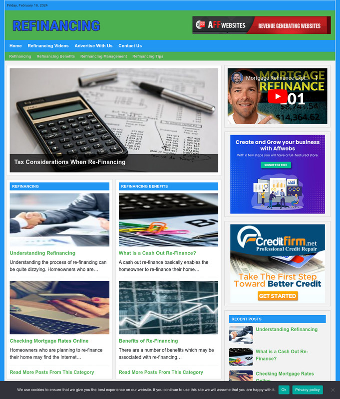 Refinancing Tips Website Business For Sale: Ready-to-Launch Free Installation