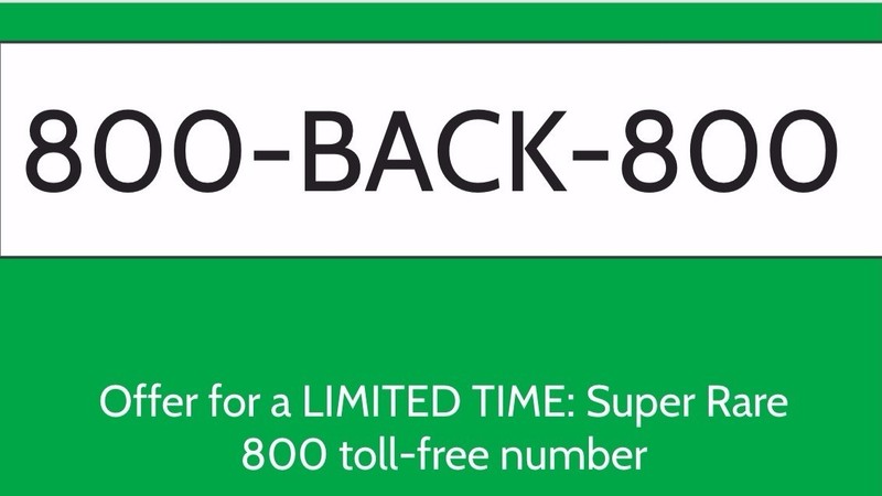 800 TOLL FREE NUMBER 800-BACK-800 SUPER RARE NUMBER!!