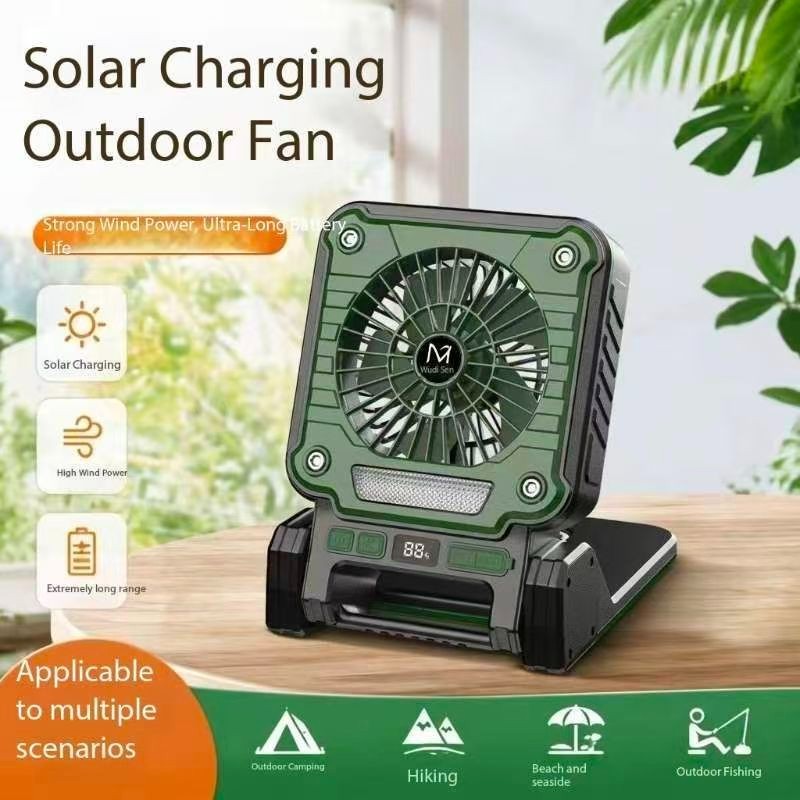 MUDISON Portable Solar Lighting Strong Wind Fan Smart Outdoor Camping Lamp