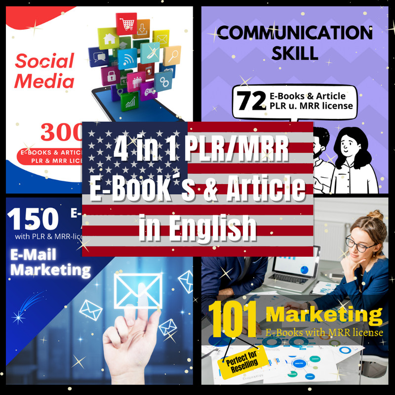 4 in 1 PLR/MRR e-book's & article in English, with license