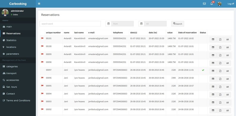 Car booking site with admin panel gallery