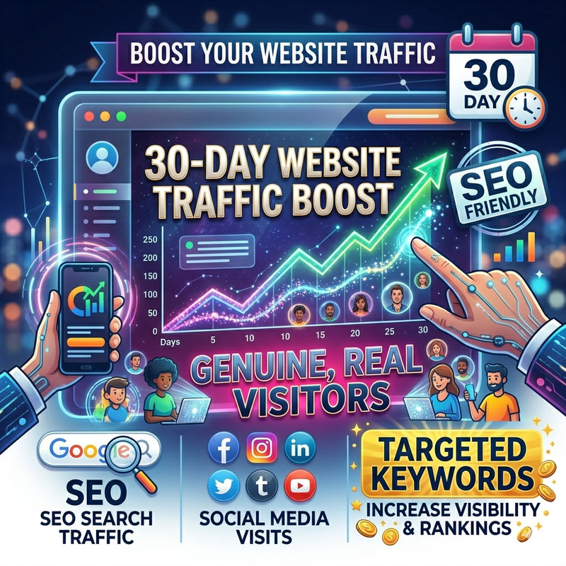 Keyword Target, Website Traffic Real Visitors SEO Search & Social Media 30 Days