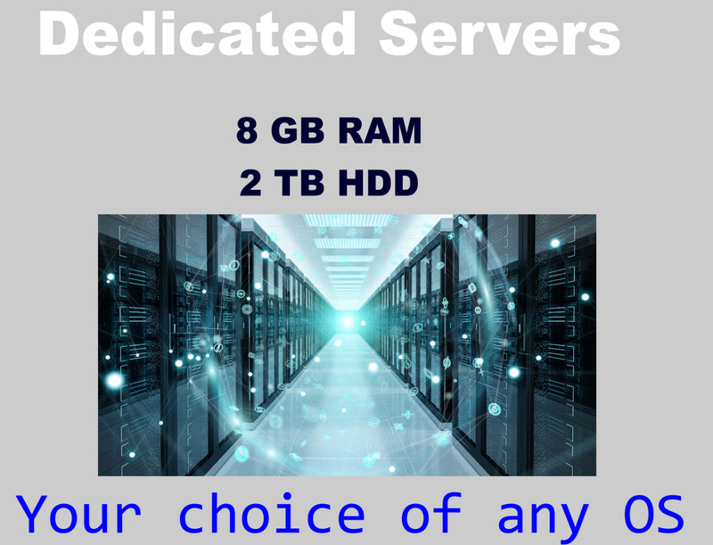 Dedicated Server ANY Operating system 8GB RAM, 2TB GB HDD, 24hour support