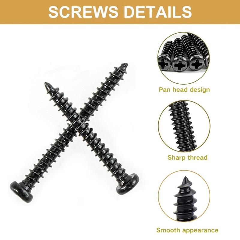 M4 Black Wood Screws,240Pcs Phillips Pan Head Self Tapping Screw,M4x6/8/10/12... gallery