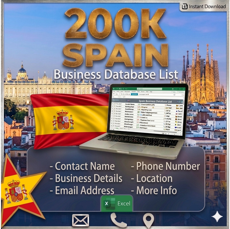 200K Spain Business Email Database | B2B Contact leads 2026 | Digital Download gallery